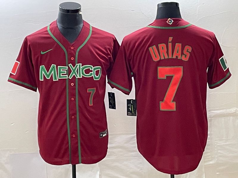 Men 2023 World Cub Mexico #7 Urias Red orange Nike MLB Jersey8->more jerseys->MLB Jersey